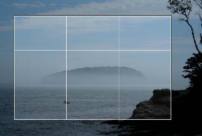 Cropping a photo, using the "rule of thirds" lines to improve the composition.